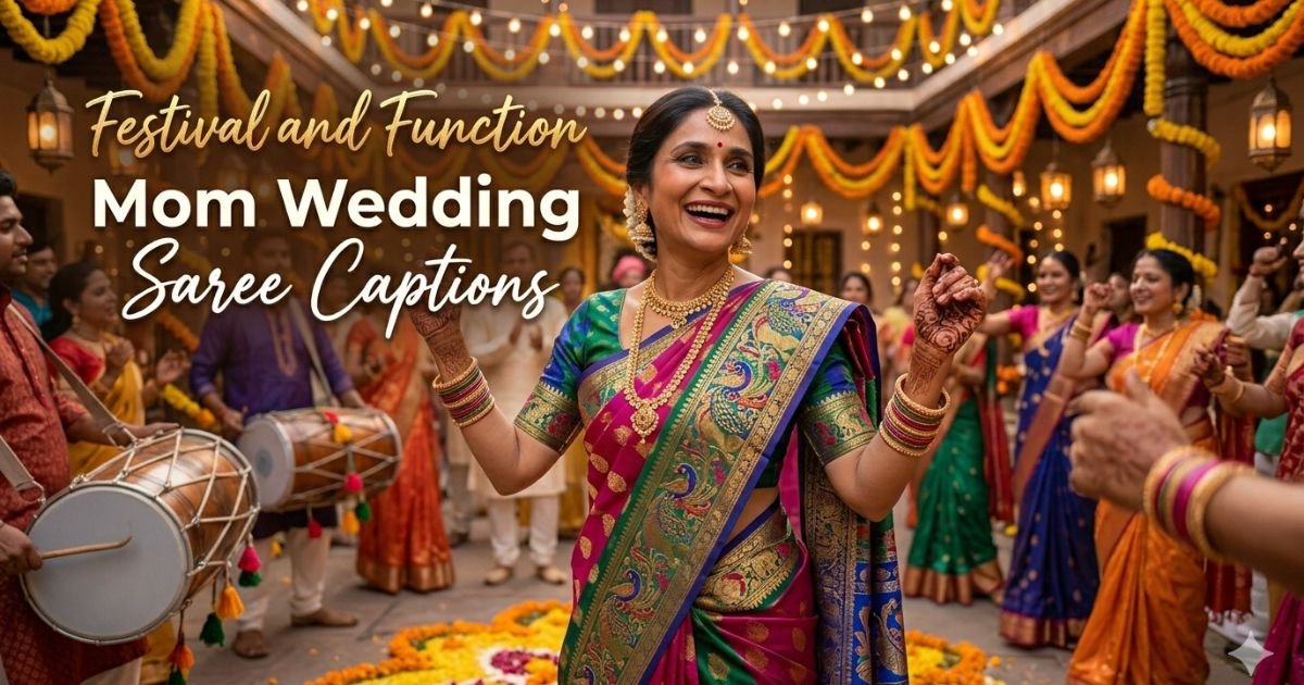 Aesthetic Mom Wedding Saree Captions