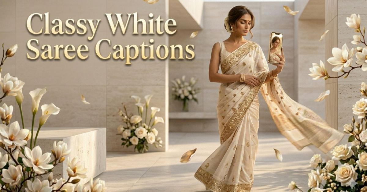 Classy White Saree Captions
