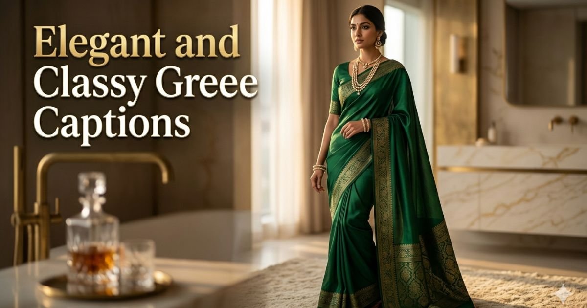Elegant and Classy Green Saree Captions