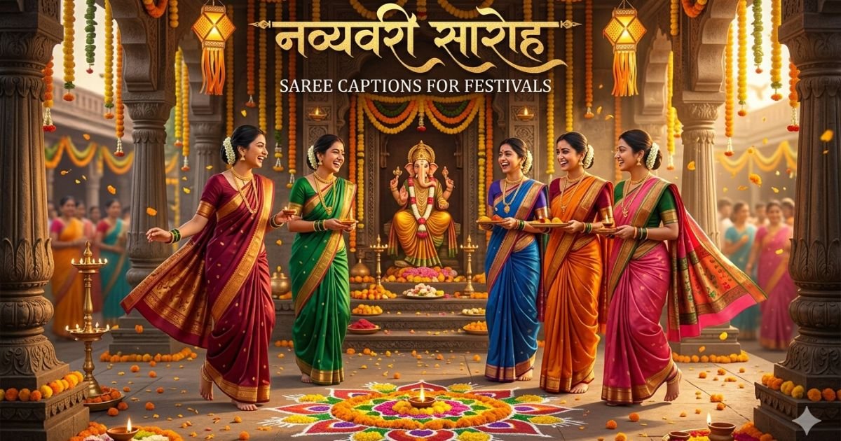 Nauvari Saree Captions for Festivals