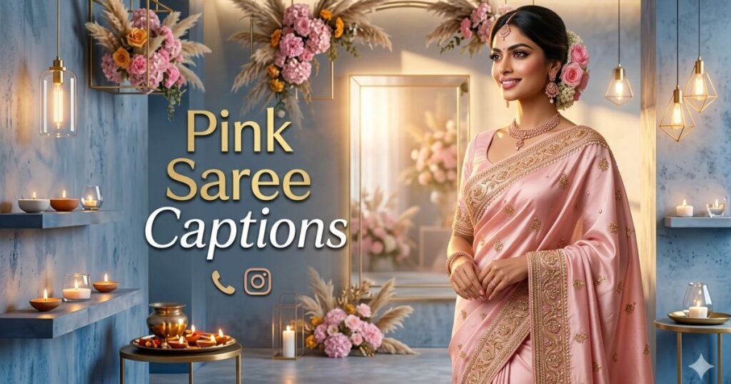 Pink Saree Captions