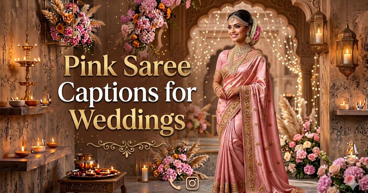 Pink Saree Captions for Weddings