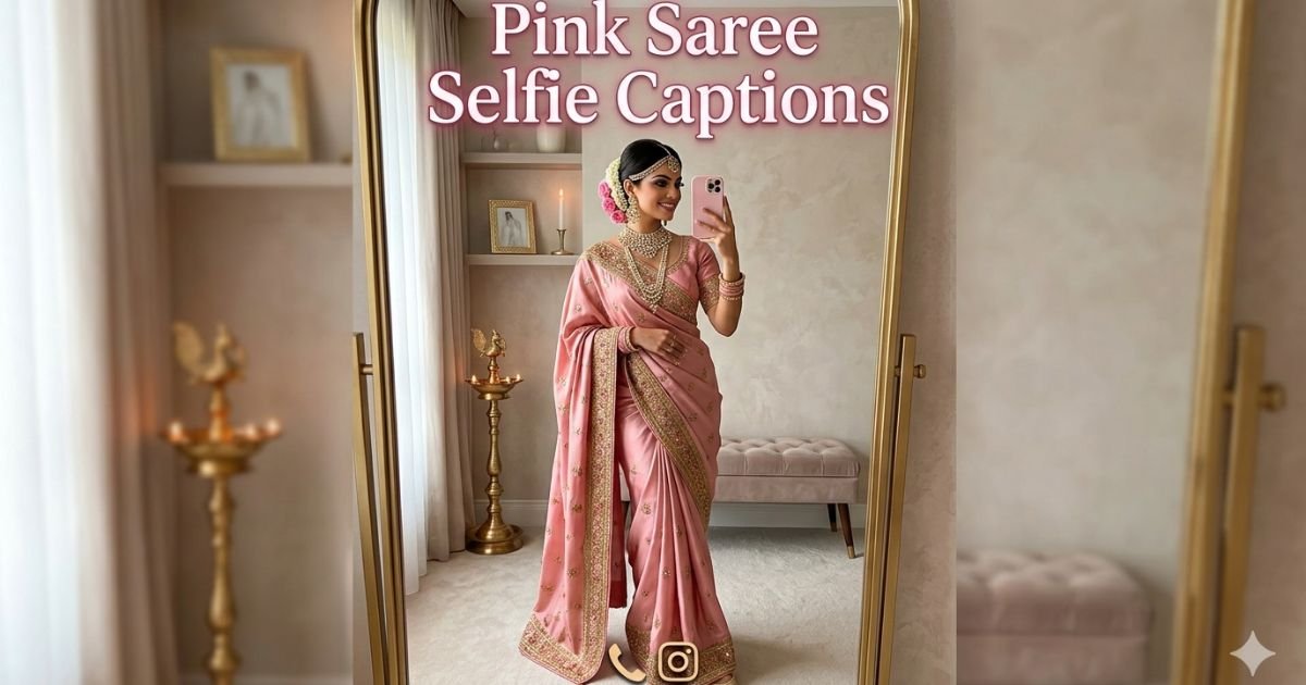 Pink Saree Selfie Captions