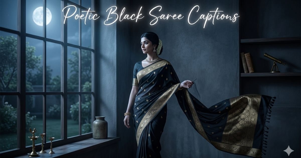 Poetic Black Saree Captions