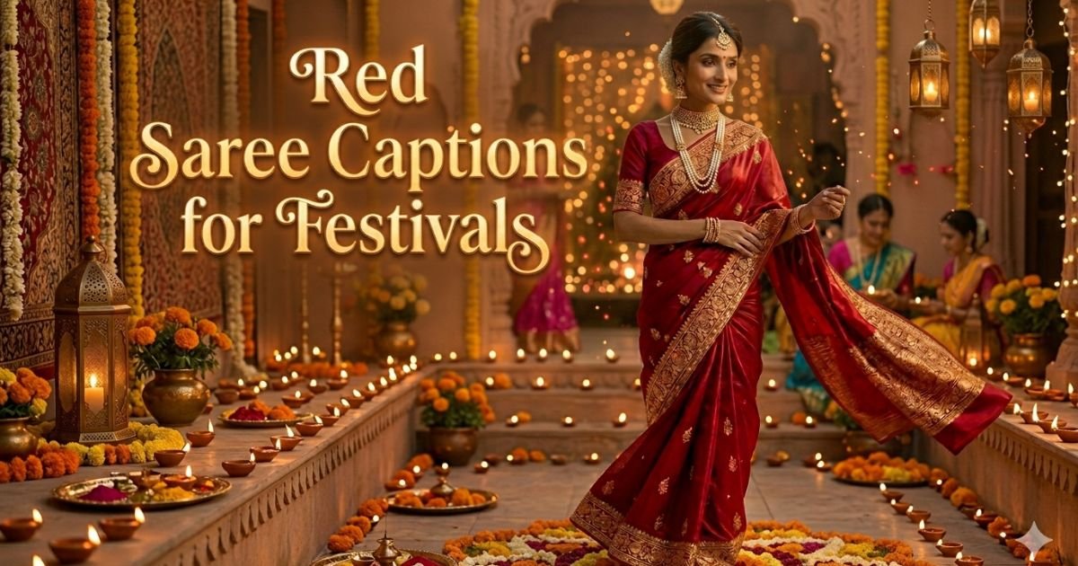 Red Saree Captions for Festivals