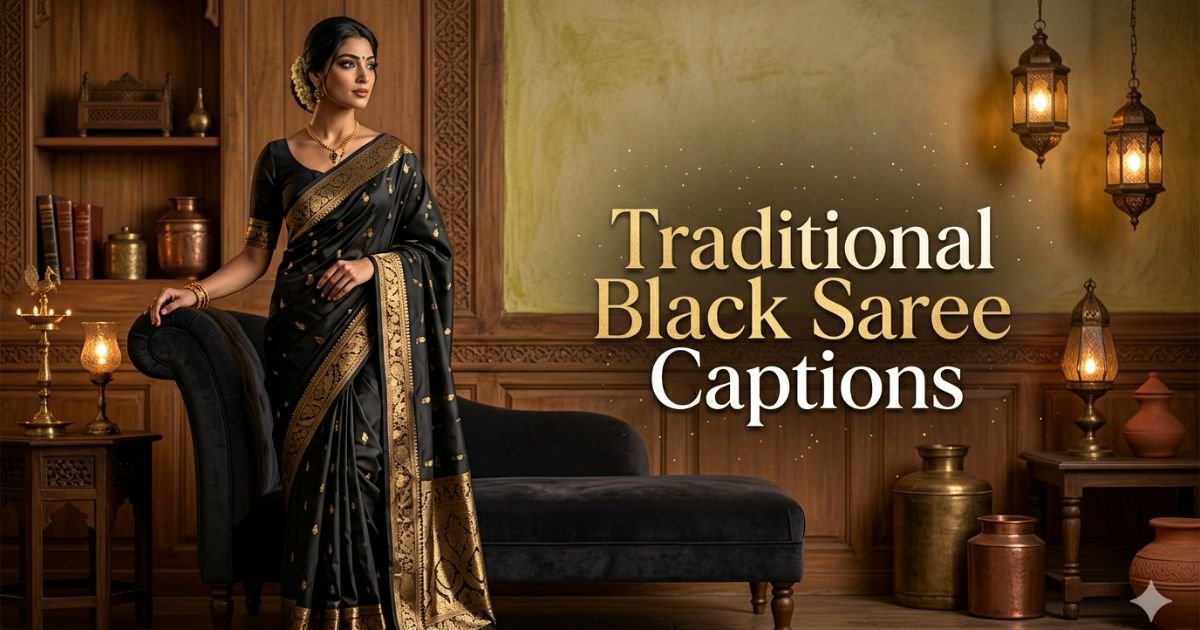 Traditional Black Saree Captions