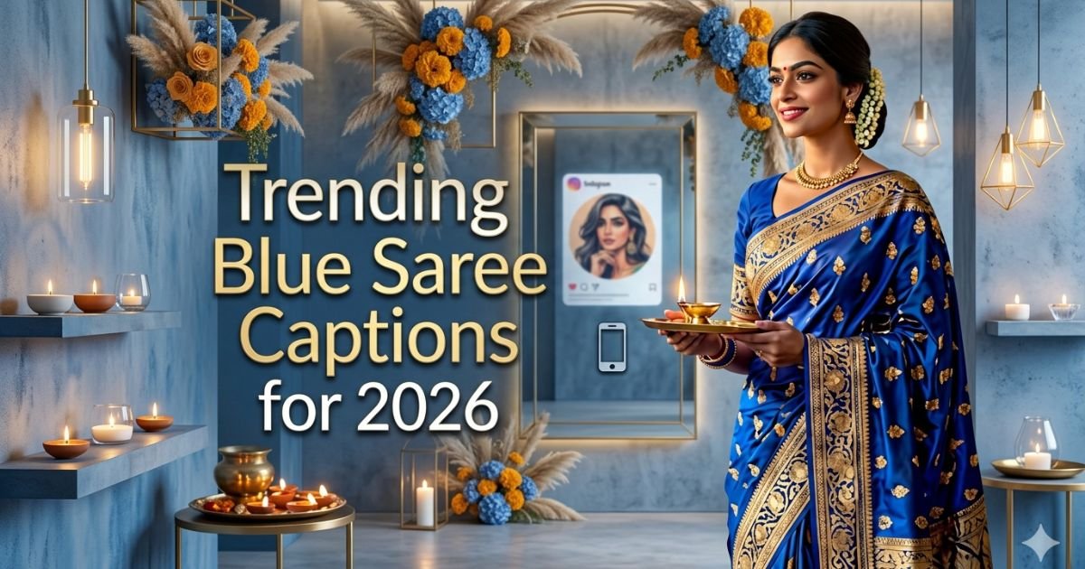 Trending Blue Saree Captions for 2026