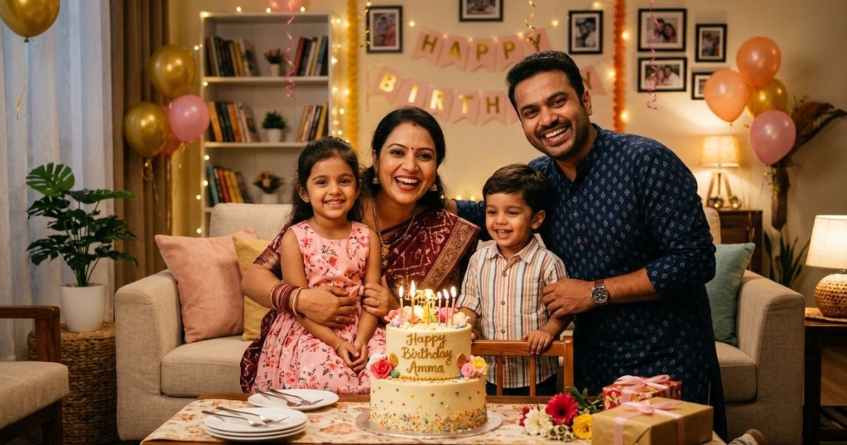 Wife Birthday Captions with Kids and Family